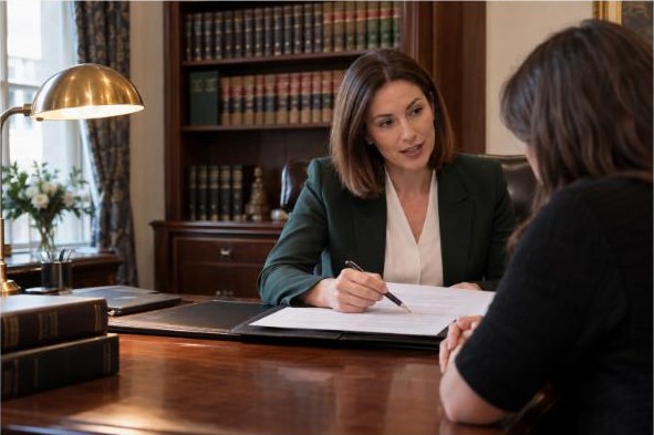 Ashworth Bright solicitor consulting with a client