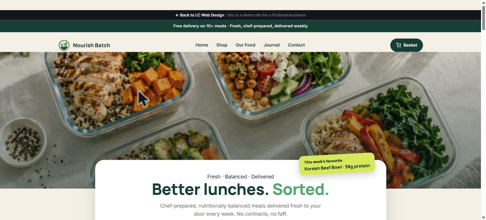 Nourish Batch homepage screenshot