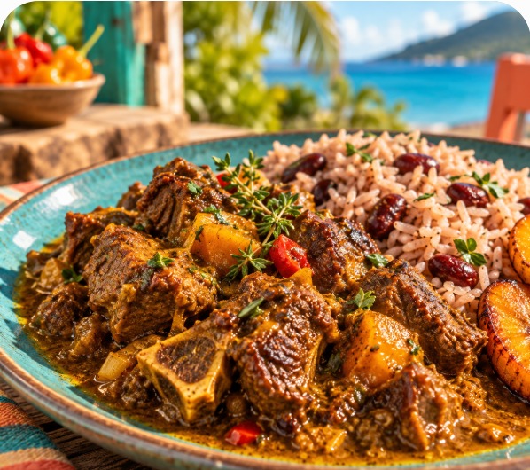 Curry goat plate